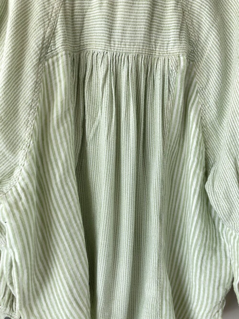 Free People Sage green striped shirt medium oversized top lightweight top - Picture 13 of 15